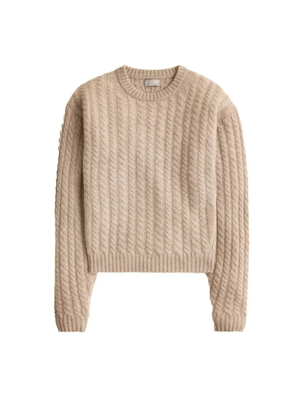 NWT J.Crew Perfect Cashmere Cable-knit Crewneck Sweater in Heather Stone S